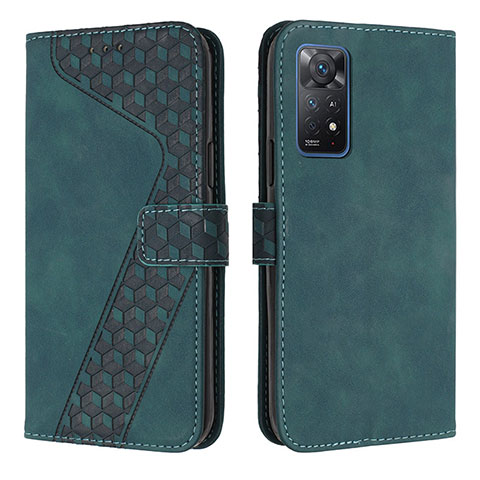 Custodia Portafoglio In Pelle Cover con Supporto H04X per Xiaomi Redmi Note 11 Pro 4G Verde