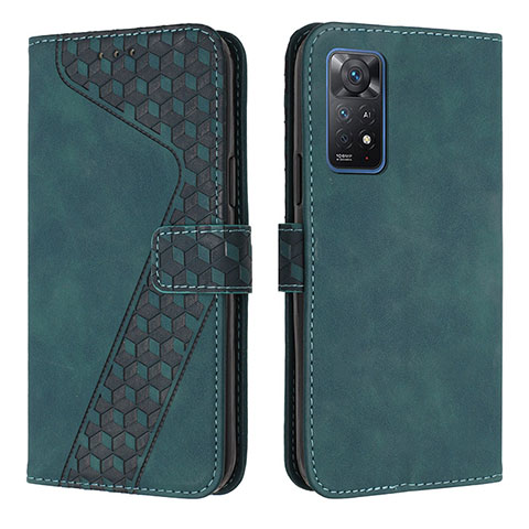 Custodia Portafoglio In Pelle Cover con Supporto H04X per Xiaomi Redmi Note 11 Pro 5G Verde