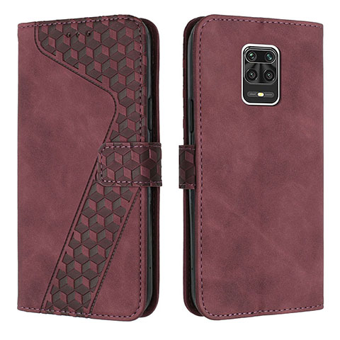 Custodia Portafoglio In Pelle Cover con Supporto H04X per Xiaomi Redmi Note 9 Pro Rosso Rosa