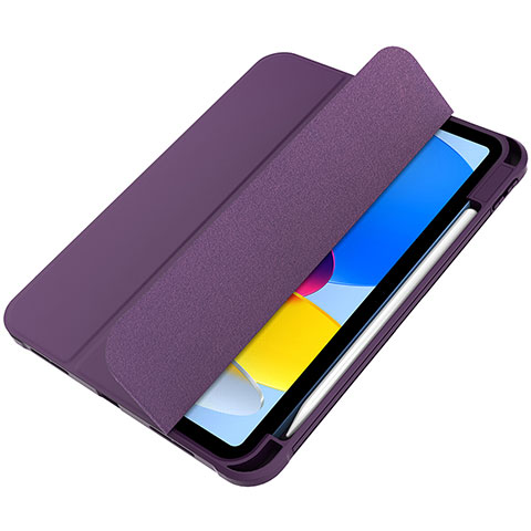 Custodia Portafoglio In Pelle Cover con Supporto H05 per Apple iPad 10.9 (2022) Viola