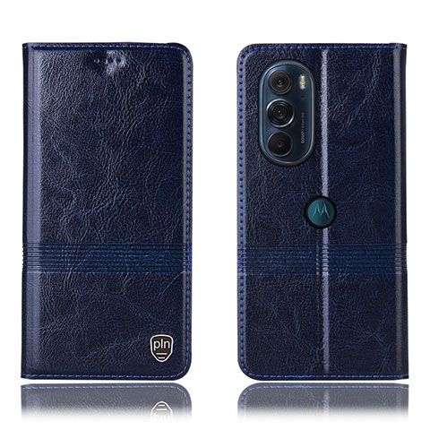 Custodia Portafoglio In Pelle Cover con Supporto H05P per Motorola Moto Edge X30 5G Blu