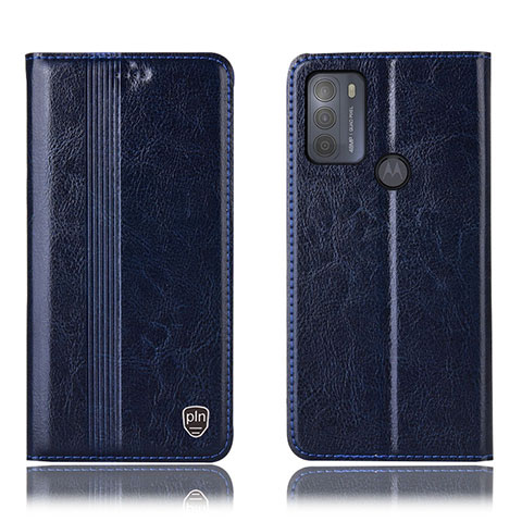 Custodia Portafoglio In Pelle Cover con Supporto H05P per Motorola Moto G50 Blu