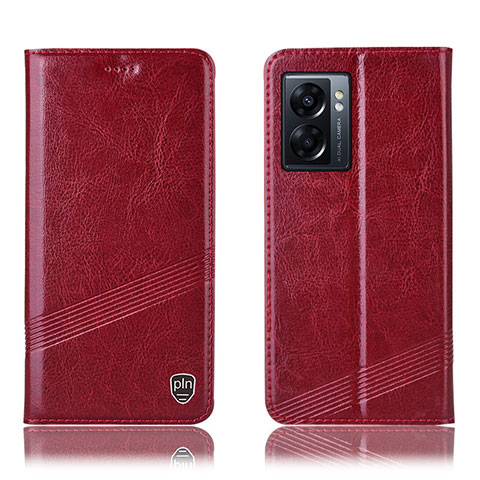 Custodia Portafoglio In Pelle Cover con Supporto H05P per Oppo A77 5G Rosso