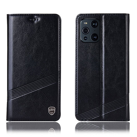 Custodia Portafoglio In Pelle Cover con Supporto H05P per Oppo Find X3 Pro 5G Nero