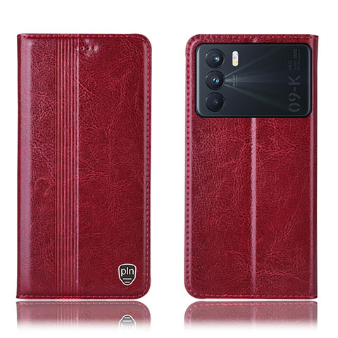 Custodia Portafoglio In Pelle Cover con Supporto H05P per Oppo K9 Pro 5G Rosso