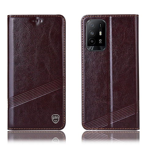 Custodia Portafoglio In Pelle Cover con Supporto H05P per Oppo Reno5 Z 5G Marrone