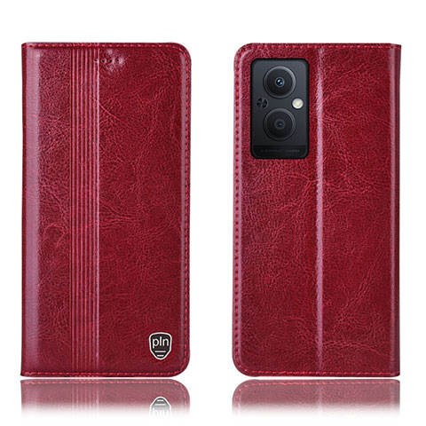 Custodia Portafoglio In Pelle Cover con Supporto H05P per Oppo Reno7 Lite 5G Rosso