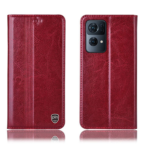 Custodia Portafoglio In Pelle Cover con Supporto H05P per Oppo Reno7 Pro 5G Rosso