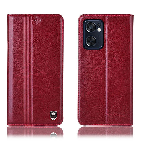 Custodia Portafoglio In Pelle Cover con Supporto H05P per Oppo Reno7 SE 5G Rosso