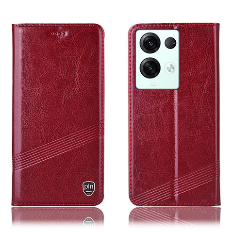 Custodia Portafoglio In Pelle Cover con Supporto H05P per Oppo Reno9 Pro+ Plus 5G Rosso