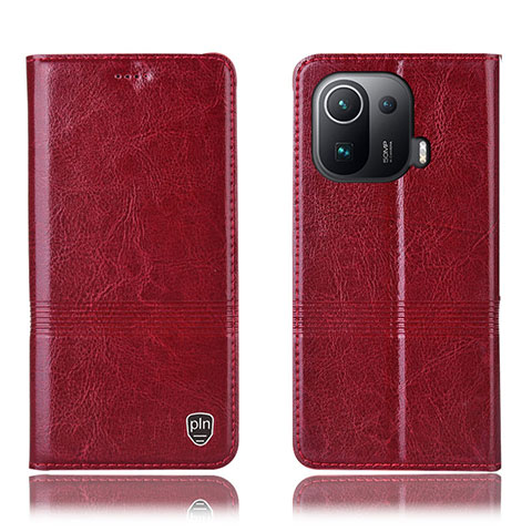 Custodia Portafoglio In Pelle Cover con Supporto H05P per Xiaomi Mi 11 Pro 5G Rosso