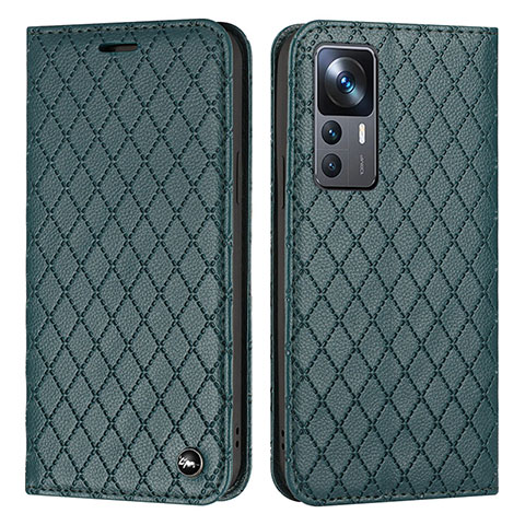 Custodia Portafoglio In Pelle Cover con Supporto H05X per Xiaomi Mi 12T Pro 5G Verde