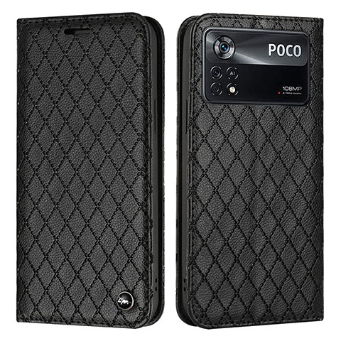 Custodia Portafoglio In Pelle Cover con Supporto H05X per Xiaomi Poco X4 Pro 5G Nero