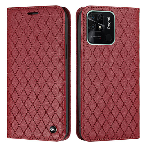 Custodia Portafoglio In Pelle Cover con Supporto H05X per Xiaomi Redmi 10C 4G Rosso