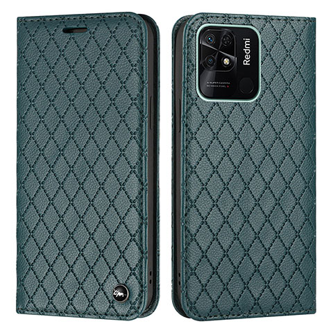 Custodia Portafoglio In Pelle Cover con Supporto H05X per Xiaomi Redmi 10C 4G Verde