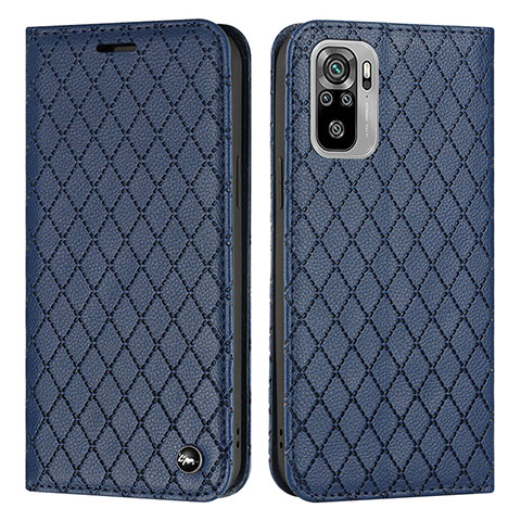 Custodia Portafoglio In Pelle Cover con Supporto H05X per Xiaomi Redmi Note 10 4G Blu