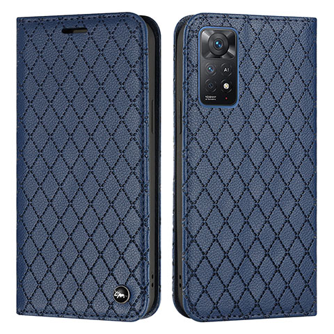 Custodia Portafoglio In Pelle Cover con Supporto H05X per Xiaomi Redmi Note 11 Pro 4G Blu