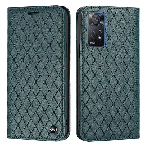 Custodia Portafoglio In Pelle Cover con Supporto H05X per Xiaomi Redmi Note 11 Pro 4G Verde