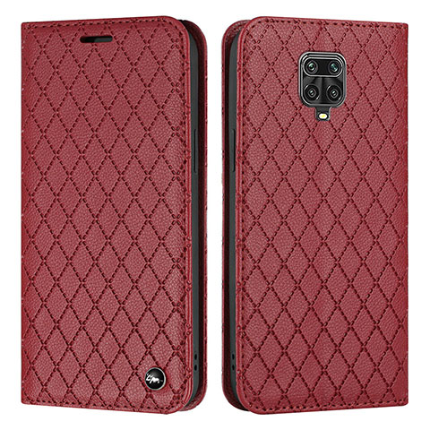 Custodia Portafoglio In Pelle Cover con Supporto H05X per Xiaomi Redmi Note 9 Pro Max Rosso