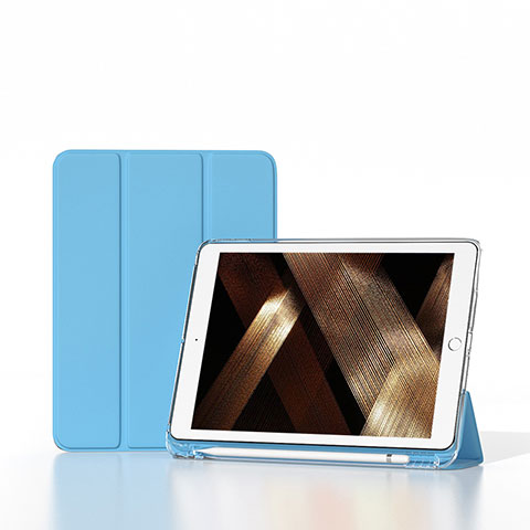 Custodia Portafoglio In Pelle Cover con Supporto H06 per Apple iPad 10.2 (2019) Azzurro