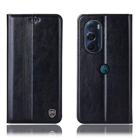 Custodia Portafoglio In Pelle Cover con Supporto H06P per Motorola Moto Edge 30 Pro 5G Nero