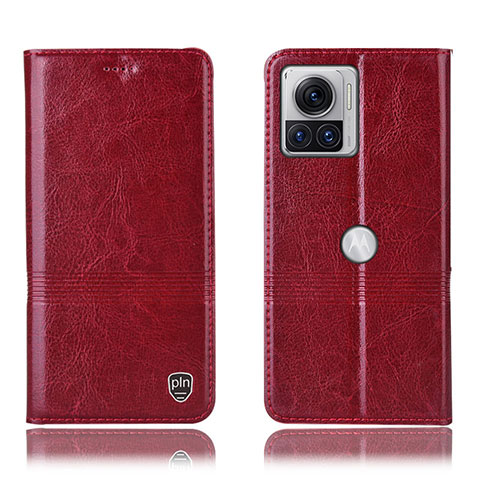 Custodia Portafoglio In Pelle Cover con Supporto H06P per Motorola Moto Edge 30 Ultra 5G Rosso