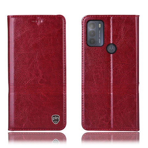 Custodia Portafoglio In Pelle Cover con Supporto H06P per Motorola Moto G50 Rosso