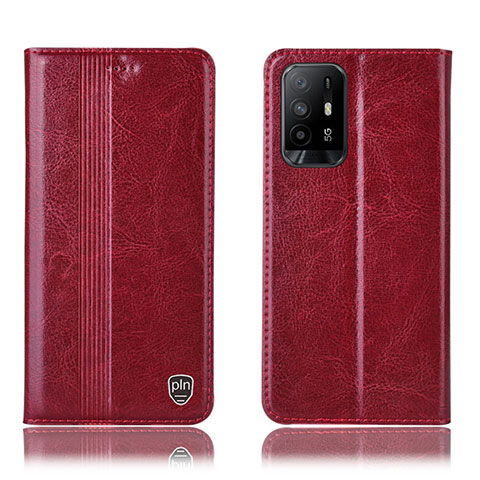 Custodia Portafoglio In Pelle Cover con Supporto H06P per Oppo A94 5G Rosso