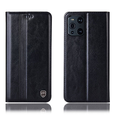 Custodia Portafoglio In Pelle Cover con Supporto H06P per Oppo Find X3 5G Nero