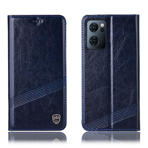 Custodia Portafoglio In Pelle Cover con Supporto H06P per Oppo Find X5 Lite 5G Blu