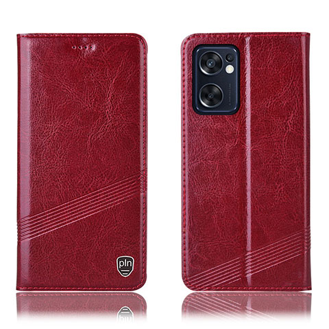 Custodia Portafoglio In Pelle Cover con Supporto H06P per Oppo Reno7 SE 5G Rosso