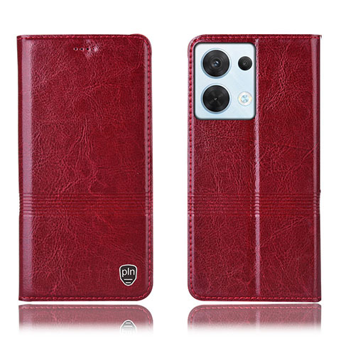 Custodia Portafoglio In Pelle Cover con Supporto H06P per Oppo Reno9 Pro 5G Rosso