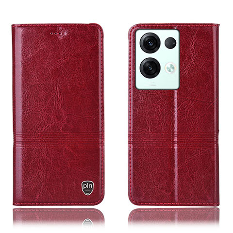 Custodia Portafoglio In Pelle Cover con Supporto H06P per Oppo Reno9 Pro+ Plus 5G Rosso