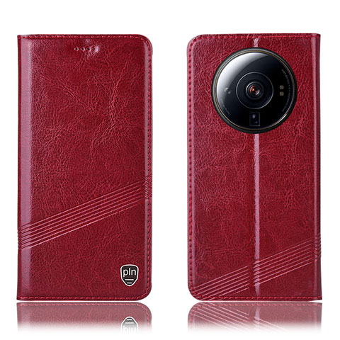 Custodia Portafoglio In Pelle Cover con Supporto H06P per Xiaomi Mi 12 Ultra 5G Rosso