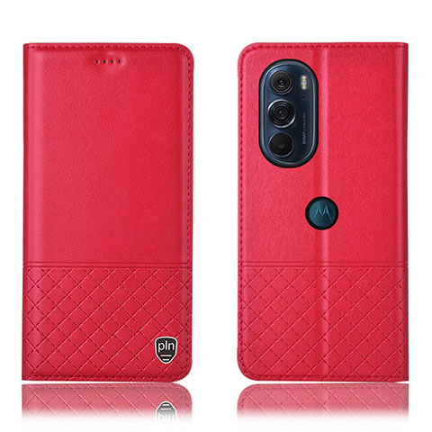 Custodia Portafoglio In Pelle Cover con Supporto H07P per Motorola Moto Edge 30 Pro 5G Rosso