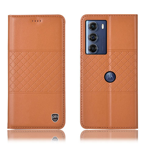 Custodia Portafoglio In Pelle Cover con Supporto H07P per Motorola Moto Edge S30 5G Arancione