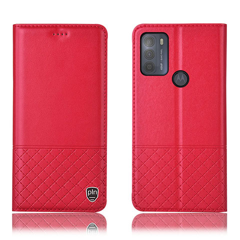 Custodia Portafoglio In Pelle Cover con Supporto H07P per Motorola Moto G50 Rosso