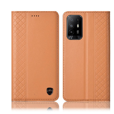 Custodia Portafoglio In Pelle Cover con Supporto H07P per Oppo F19 Pro+ Plus 5G Arancione