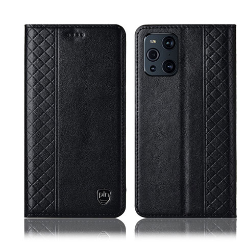 Custodia Portafoglio In Pelle Cover con Supporto H07P per Oppo Find X3 Pro 5G Nero