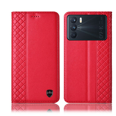 Custodia Portafoglio In Pelle Cover con Supporto H07P per Oppo K9 Pro 5G Rosso