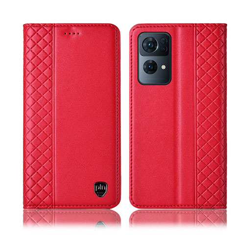 Custodia Portafoglio In Pelle Cover con Supporto H07P per Oppo Reno7 Pro 5G Rosso