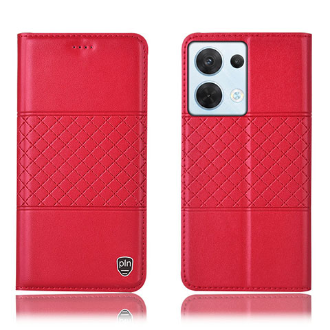 Custodia Portafoglio In Pelle Cover con Supporto H07P per Oppo Reno8 5G Rosso