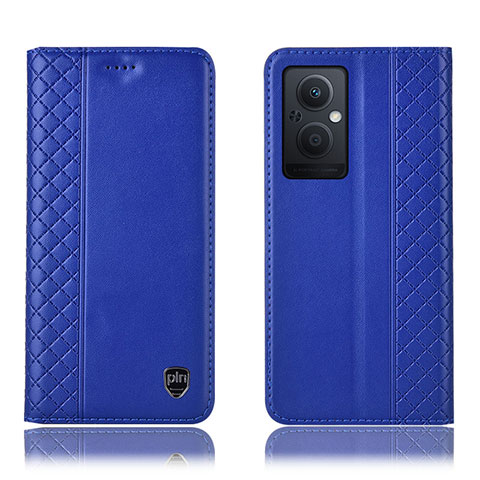 Custodia Portafoglio In Pelle Cover con Supporto H07P per Oppo Reno8 Z 5G Blu