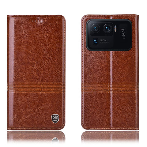 Custodia Portafoglio In Pelle Cover con Supporto H07P per Xiaomi Mi 11 Ultra 5G Arancione