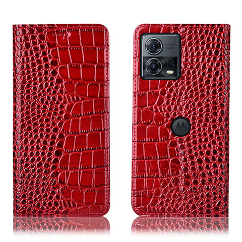 Custodia Portafoglio In Pelle Cover con Supporto H08P per Motorola Moto Edge S30 Pro 5G Rosso