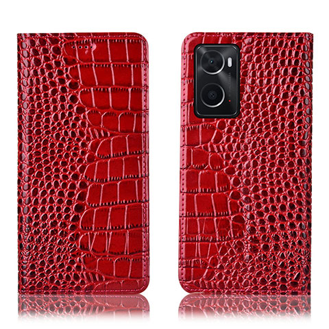 Custodia Portafoglio In Pelle Cover con Supporto H08P per Oppo A36 Rosso