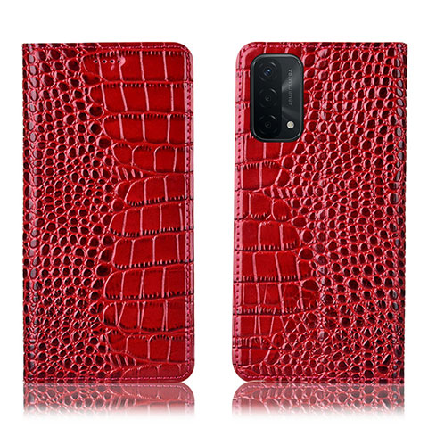 Custodia Portafoglio In Pelle Cover con Supporto H08P per Oppo A54 5G Rosso