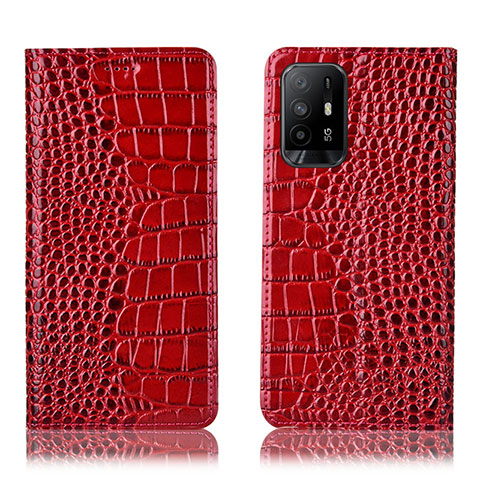 Custodia Portafoglio In Pelle Cover con Supporto H08P per Oppo A95 5G Rosso