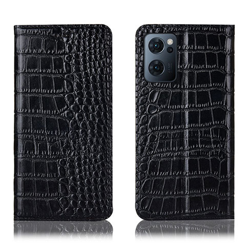 Custodia Portafoglio In Pelle Cover con Supporto H08P per Oppo Find X5 Lite 5G Nero