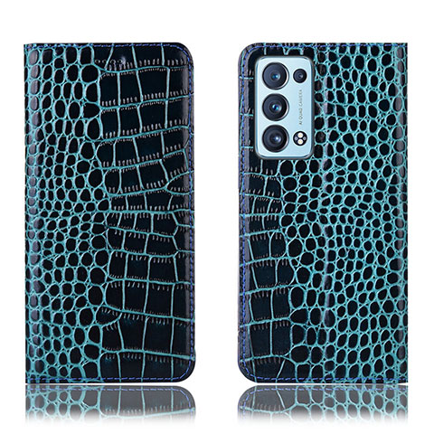 Custodia Portafoglio In Pelle Cover con Supporto H08P per Oppo Reno6 Pro 5G Blu